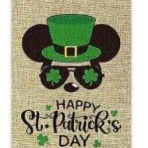 Mickey Disney St. Patrick’s Day garden burlap flag